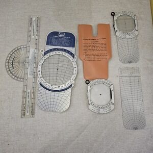 Vintage Flight Computer‎ Plotter Protractor Navigation Pilot Aviation Tools Set